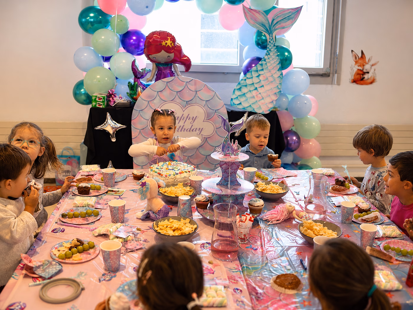 Kindergeburtstag im Montelino, Meerjungfrau-Motto mit Geburtstagskind