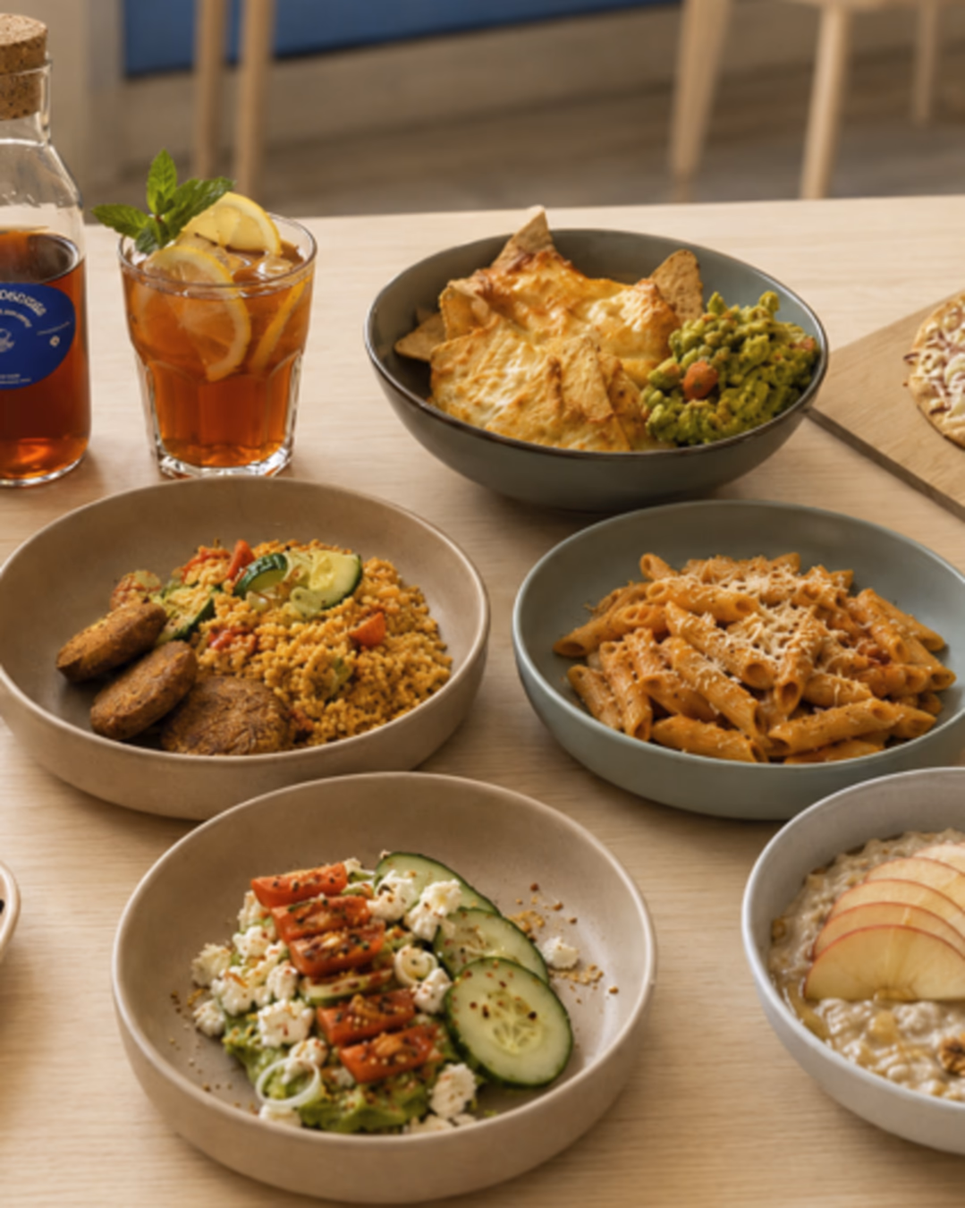 Auswahl an Speisen und Getränken aus dem Montelino Bistro