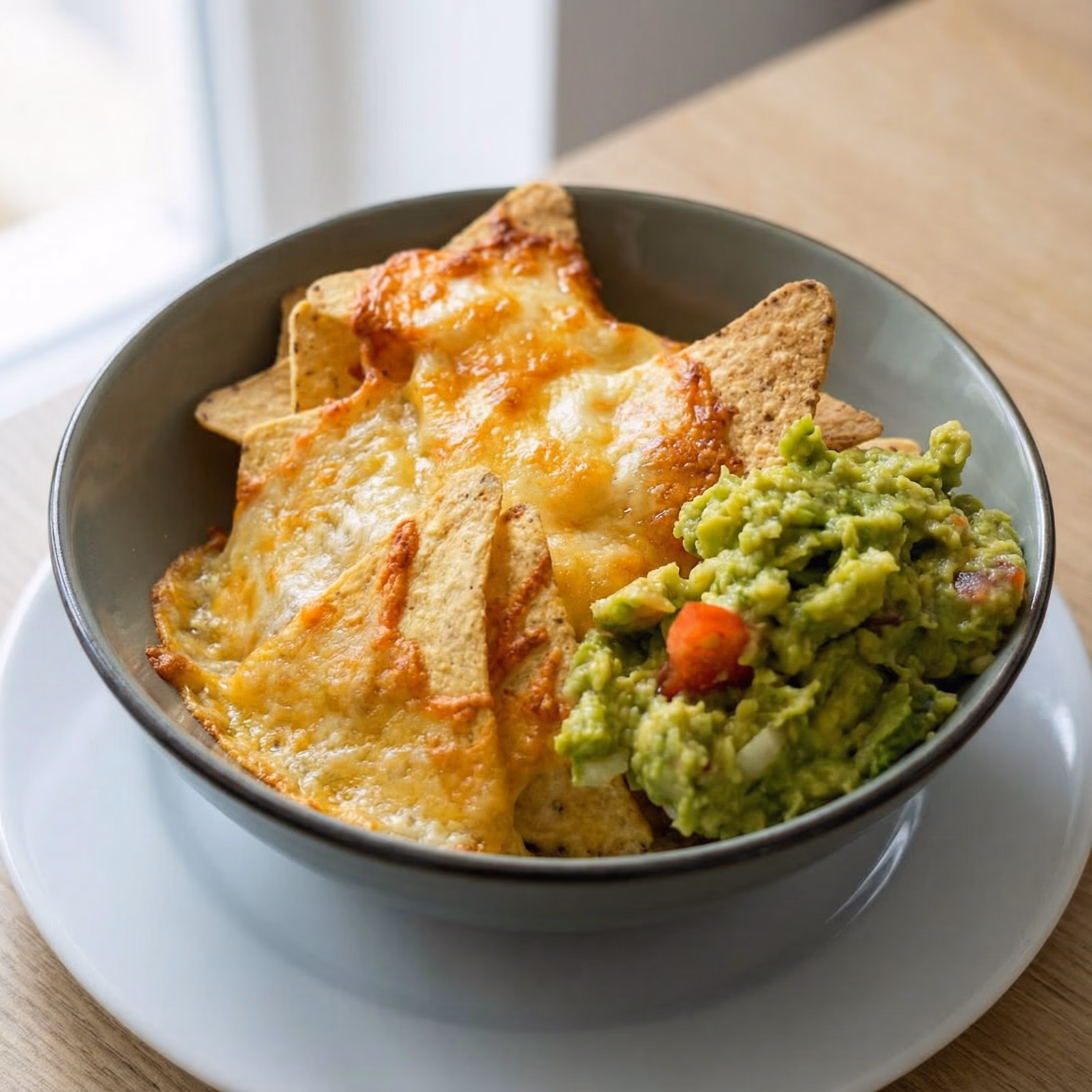 Überbackene Nachos mit hausgemachter Guacamole