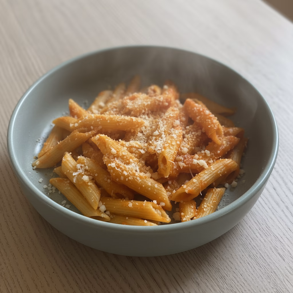 Penne mit Tomatensauce und Parmesan