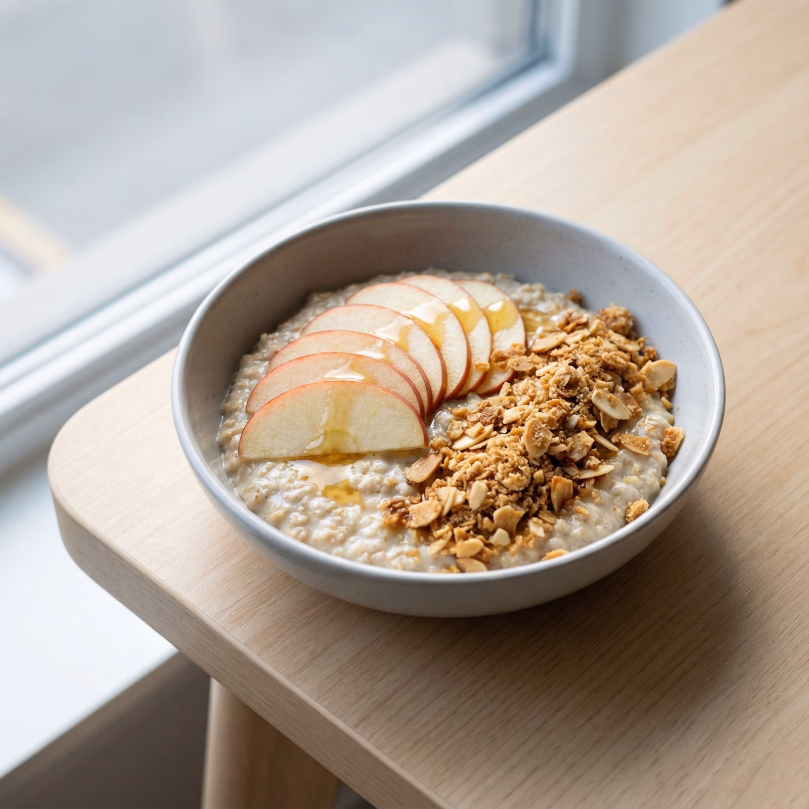 Hausgemachter Porridge mit Apfel und Granola